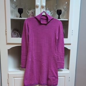 Title Nine Women's Pink/ Purple Striped Longsleeve Sweater Dress, Size Small